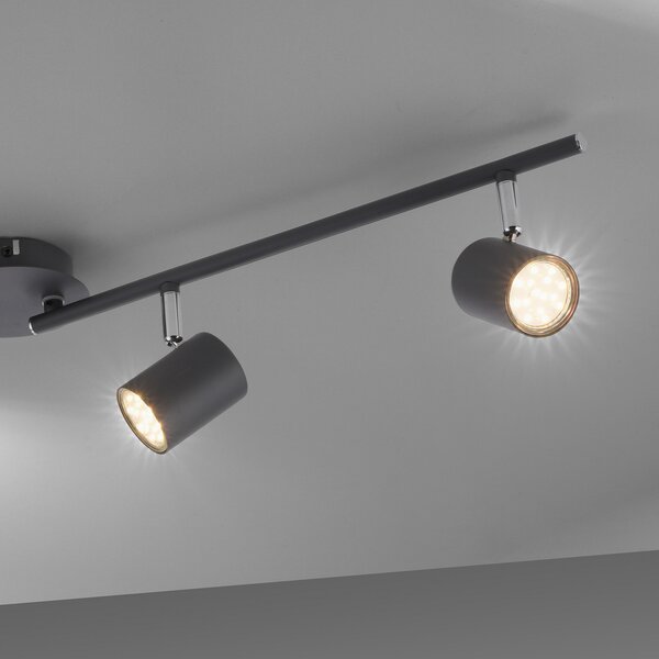 JUST LIGHT. GmbH Spot de tavan Tarik GU10-LED cu 4 lumini antracit, Negru, Camera de zi / sufragerie, Metal, Modern, Plafon semicircular cu spațiere