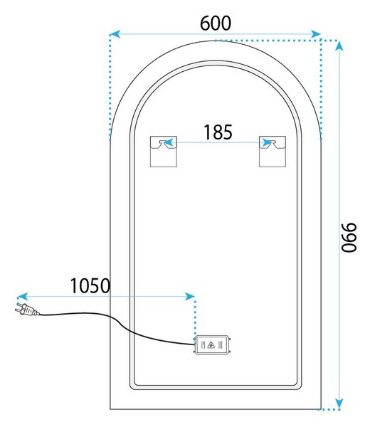 Oglindă LED 90x60cm TOP-1