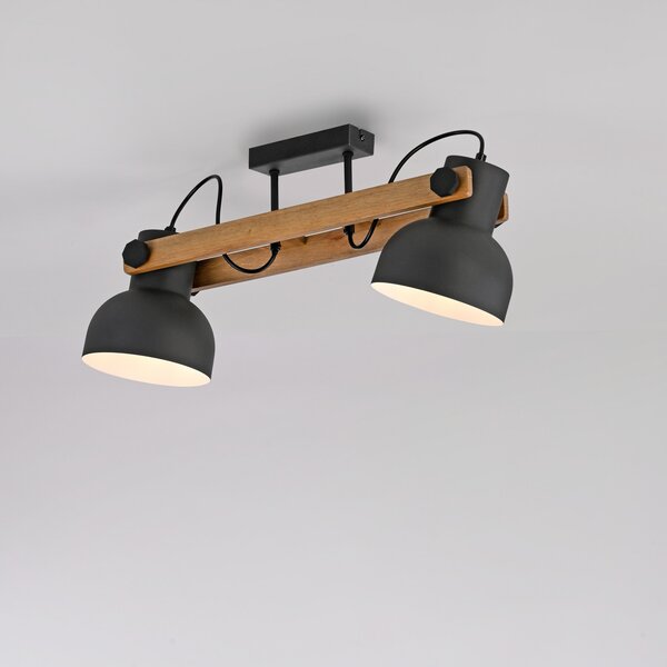 JUST LIGHT. GmbH DOAR LUMINĂ. Plafonieră Cup 2.0, 2 lumini, negru, metal, reglabil, Negru, Camera de zi / sufragerie, Metal, Design industrial