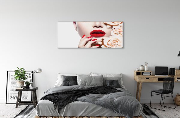 Tablouri canvas Trandafiri buzele rosii femeie