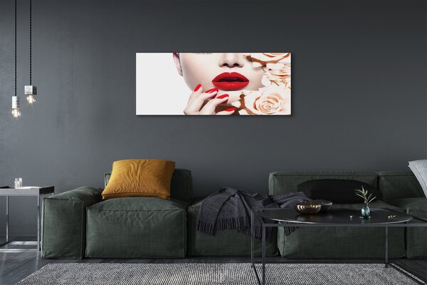 Tablouri canvas Trandafiri buzele rosii femeie
