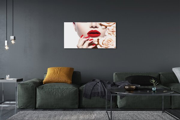 Tablouri canvas Trandafiri buzele rosii femeie