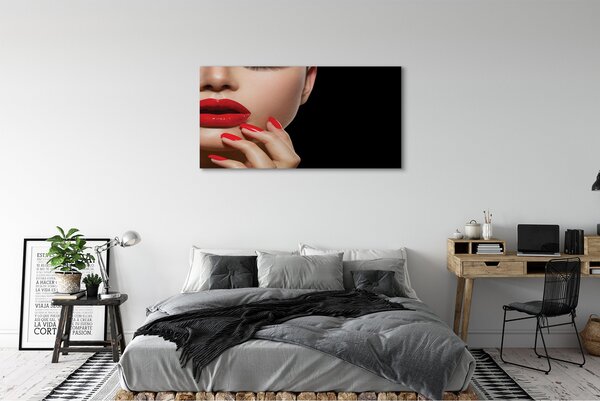 Tablouri canvas Femeia roșu buzele și unghiile