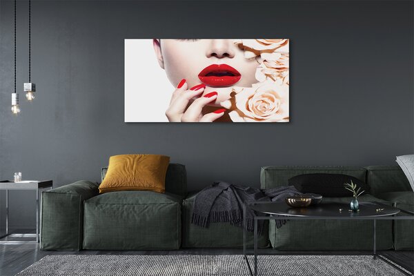 Tablouri canvas Trandafiri buzele rosii femeie