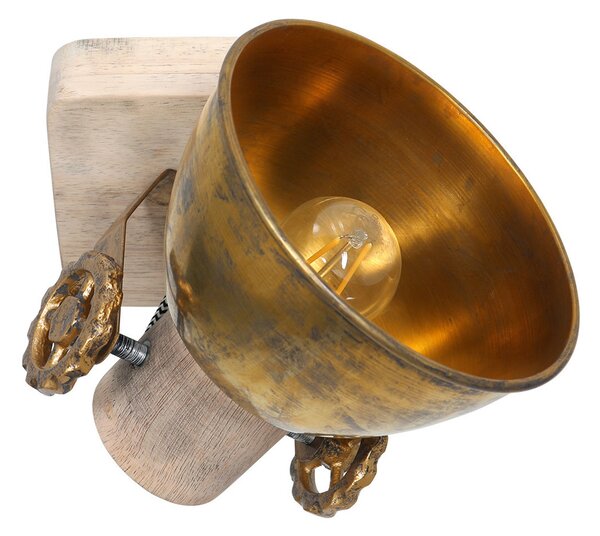 Steinhauer Gearwood spot tavan, 1 bec bronz, reglabil, Lemn, Camera de zi / sufragerie, Lemn, Vintage
