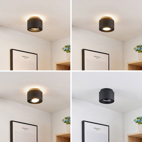 Arcchio plafonieră Walisa, rotundă, negru, aluminiu, set de 3, reglabil, Negru, Camera de zi / sufragerie, Metal, Modern
