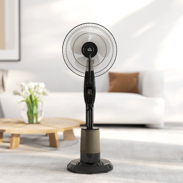 HOMCOM Ventilator cu Nebulizator și Rezervor 3,2L, 3 Moduri și 3 Viteze, Ventilator cu Oscilație 70°, Înclinare 10°, Temporizator 7,5h, Telecomandă, 75W, 120cm | Aosom Romania