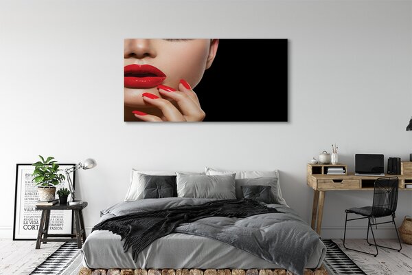 Tablouri canvas Femeia roșu buzele și unghiile