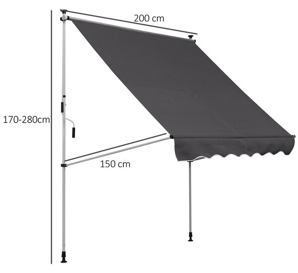 Outsunny Copertina cu Manivela, Cadru Telescopic si Unghi Reglabil | Aosom Romania