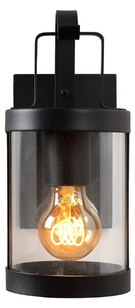Lucide Lumina de perete în aer liber Lindelo cu sticlă transparentă, reglabil, Negru, Metal, Modern