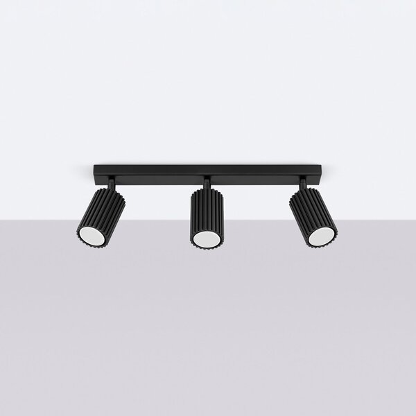 SOLLUX LIGHTING Spot de plafon carbon, negru, lungime 45 cm, aluminiu, 3 becuri., reglabil, Negru, Camera de zi / sufragerie, Aluminiu, Modern