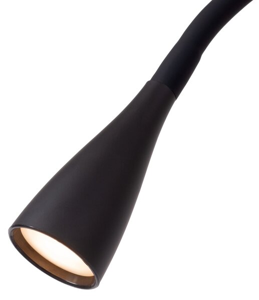 Lucide Lampadar LED Zozy, negru, 3-StepDim, înălțime 145 cm, braț flexibil, reglabil, Negru, Studiu / Birou, Plastic, Modern