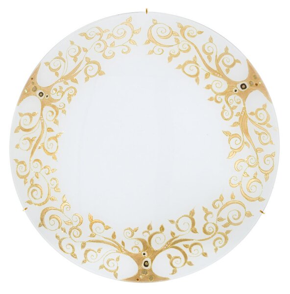 KOLARZ Kolarz Serena plafonieră, aurie, Ø 40 cm, metal/vidră, reglabil, Auriu / Alamă, Camera de zi / sufragerie, Sticlă, Design