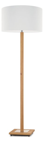 HerzBlut lampadar Titos, lemn, alb, 160 cm înălțime, E27, Alb, Camera de zi / sufragerie, Țesătură / Textil, Modern