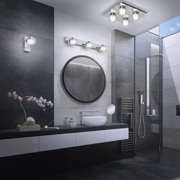 LEDVANCE Aplică de perete cu LED Orbis Flame, 3 becuri, crom, IP44, Metalic, Baie, Metal