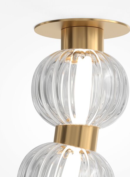 Maytoni plafonieră LED Amulet, lungime 120 cm, transparentă / aurie, Transparent, Camera de zi / sufragerie, Sticlă