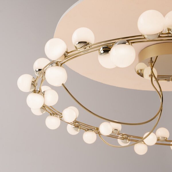 Maytoni plafonieră LED Tessara, Ø 80 cm, auriu/alb, Auriu / Alamă, Camera de zi / sufragerie, Metal, Modern