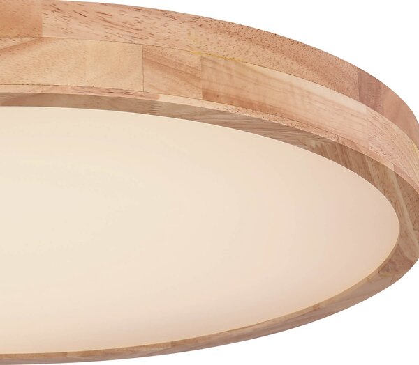 Globo Rainer plafonieră LED, Ø 60 cm, efect de lemn, metal, CCT, reglabil, Lemn, Camera de zi / sufragerie, Metal