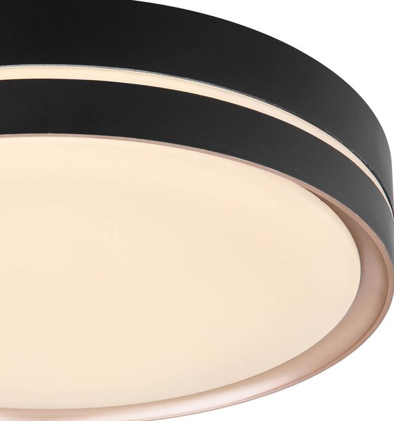 Globo Plafonieră LED Manni, Ø 39 cm, negru/bronz, CCT, reglabil, Negru, Camera de zi / sufragerie, Metal, Modern