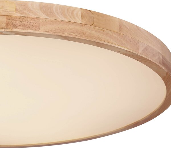 Globo Rainer plafonieră LED, Ø 80 cm, efect de lemn, metal, CCT, reglabil, Lemn, Camera de zi / sufragerie, Metal
