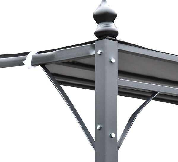 Outsunny Pavilion Cort Foisor 3x3m pentru Gradina sau Terasa cu perdea Gri | Aosom Romania