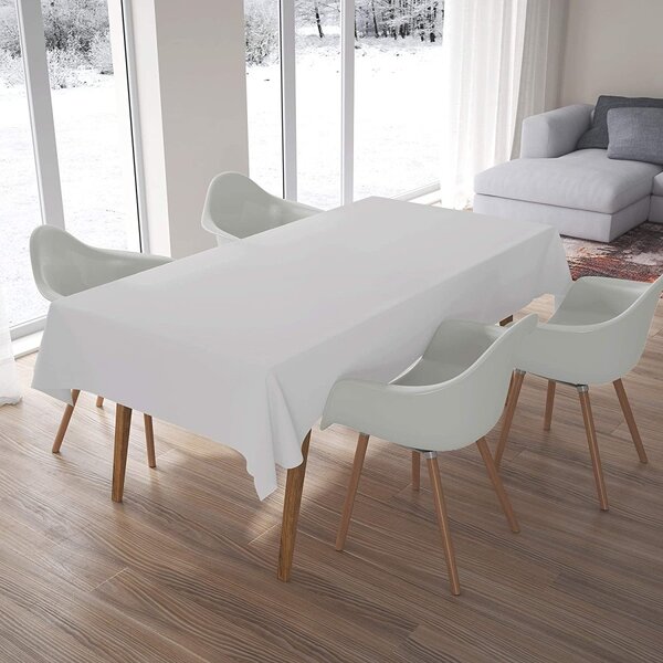 Fata de masa damasc plain, bumbac 100%, 160x220cm, alba