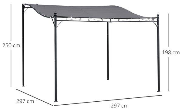 Outsunny Pavilion Cort Foisor 3x3m pentru Gradina sau Terasa cu perdea Gri | Aosom Romania