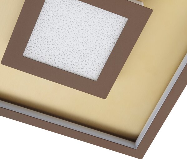 Lindby Pekela Plafonieră cu LED, unghiulară, 40 cm, reglabil, Maro / Rugină, Camera de zi / sufragerie, Metal, Modern