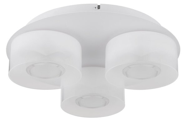 Globo Belinda plafonieră LED, Ø 38 cm, alb, 3 becuri, sticlă, Alb, Camera de zi / sufragerie, Sticlă