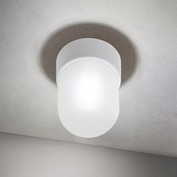 ORION Plachetă Ostia, alb, ceramică, sticlă satinată, E27, reglabil, Alb, Hol, Ceramică
