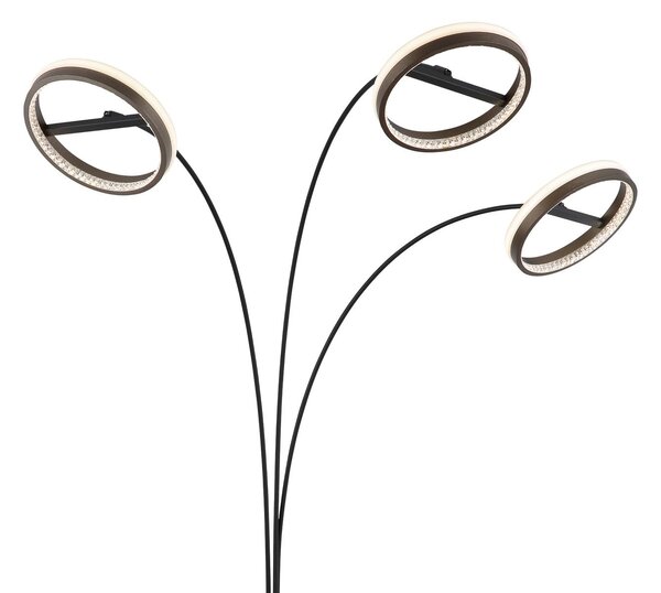 Globo Lampadar LED Della, înălțime 190 cm, negru/gri închis, 3 becuri., reglabil, Negru, Camera de zi / sufragerie, Metal, Modern