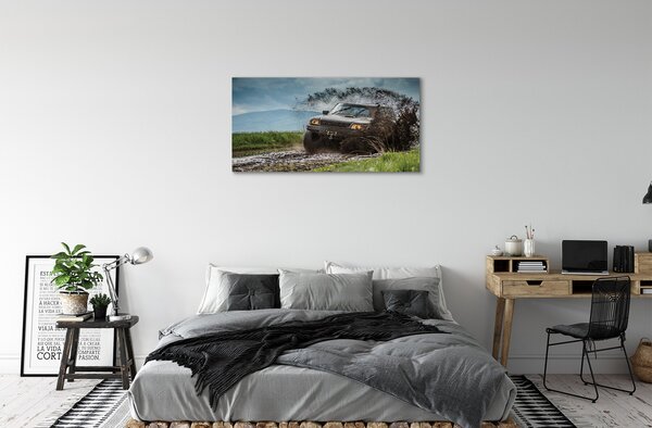 Tablouri canvas Auto câmp munți nori