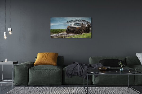 Tablouri canvas Auto câmp munți nori