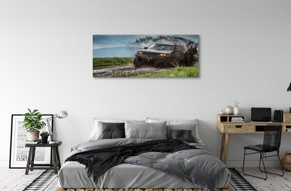 Tablouri canvas Auto câmp munți nori