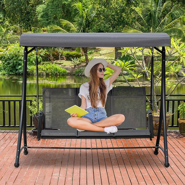 Outsunny Balansoar de Gradina cu 3 locuri Acoperis si Buzunare de depozitare | Aosom Romania