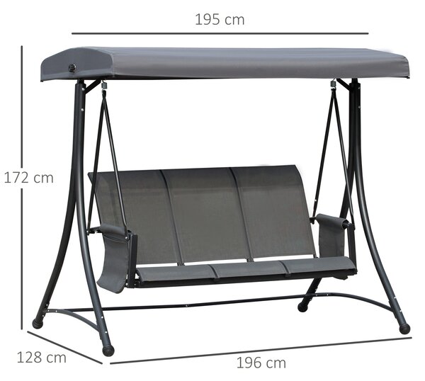 Outsunny Balansoar de Gradina cu 3 locuri Acoperis si Buzunare de depozitare | Aosom Romania
