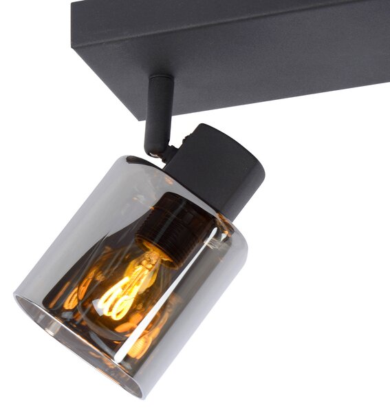 Lucide Alion plafonieră, gri fumuriu, 3 becuri, reglabil, Negru, Camera de zi / sufragerie, Sticlă, Modern