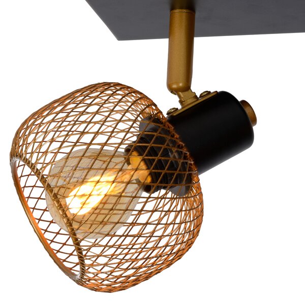 Lucide Maren plafonieră, 2 becuri, auriu mat, reglabil, Negru, Camera de zi / sufragerie, Metal