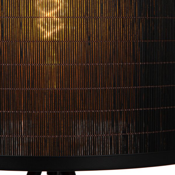Lucide Tagalog lampadar în bambus, negru, 3 picioare, Negru, Camera de zi / sufragerie, Bamboo, Umbrelă în picioare