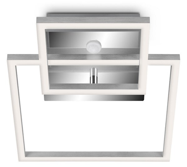 Telefunken Frame plafonieră LED cu senzor crom/alu 26x36cm, Metalic, Camera de zi / sufragerie, Metal, Modern, Plafon cu flacără multiplă