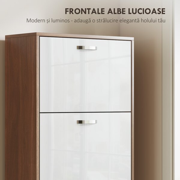 HOMCOM Dulap pentru Pantofi cu 5 Sertare pentru 30 Perechi de Pantofi, 60x28x189 cm, Maro | Aosom Romania