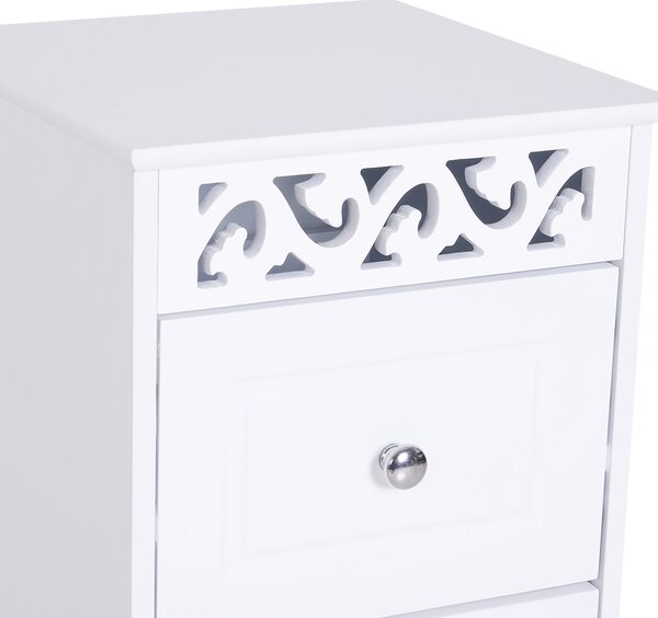 HOMCOM Comodă Baie Elegantă Lemn cu 3 Sertare Design Compact 29.8x29.8x68.5cm Alb | Aosom Romania