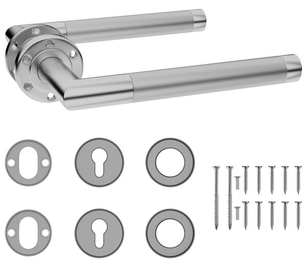 Set mâner de ușă cu cilindru PZ, oțel inoxidabil
