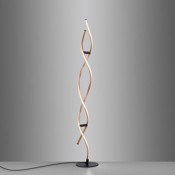 Paul Neuhaus Lampadar LED Polina, auriu, metal, dimabil, reglabil, Auriu / Alamă, Camera de zi / sufragerie, Aluminiu, Modern