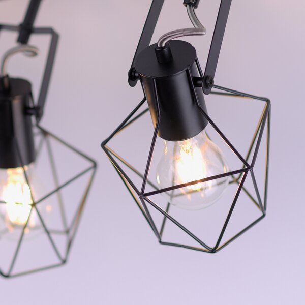 JUST LIGHT. GmbH Plafonieră Jaro reglabilă negru/lemn cu 2 lumini, reglabil, Negru, Camera de zi / sufragerie, Metal, Modern, Plafon cu flacără multiplă