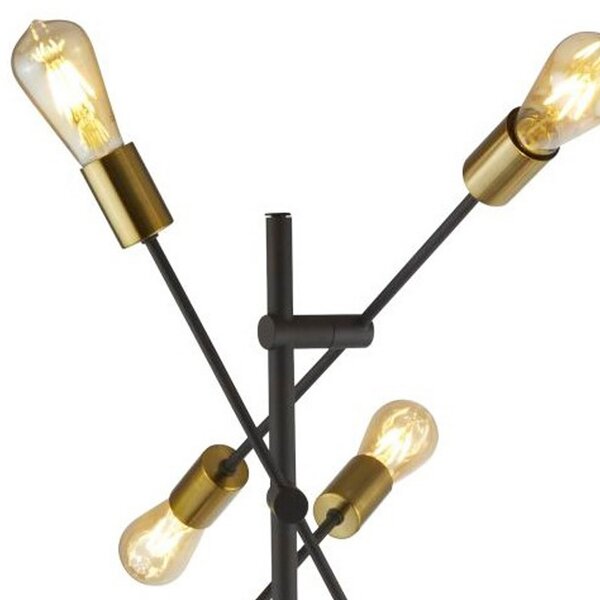 Searchlight Armstrong lampadar, negru/zahar, metal, 6 becuri, E27, Negru, Camera de zi / sufragerie, Metal, Modern
