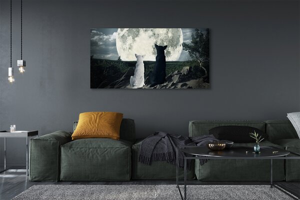 Tablouri canvas pădure Lupii luna
