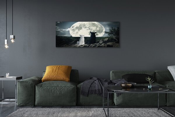 Tablouri canvas pădure Lupii luna