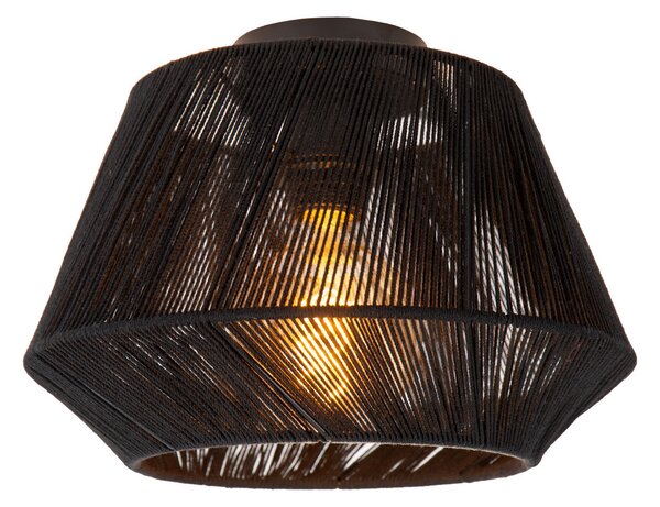 Lucide Plafonieră Jessica, negru, Ø 30 cm, bumbac, reglabil, Negru, Camera de zi / sufragerie, Țesătură / Textil