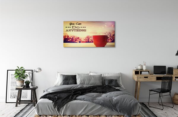 Tablouri canvas Inscripția ceașcă roșu toamnă